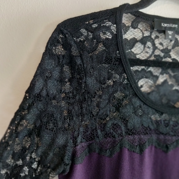 Karen Kane Vintage Black & Purple Knit Sweater with Top Lace Detail - Picture 4 of 10